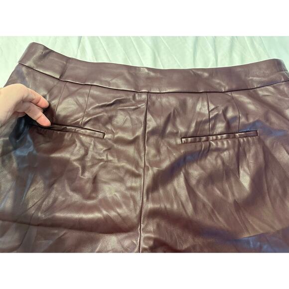 Express Womens Modern Straight High Rise Faux Leather Pants Sz 18S Purple - Picture 5 of 11